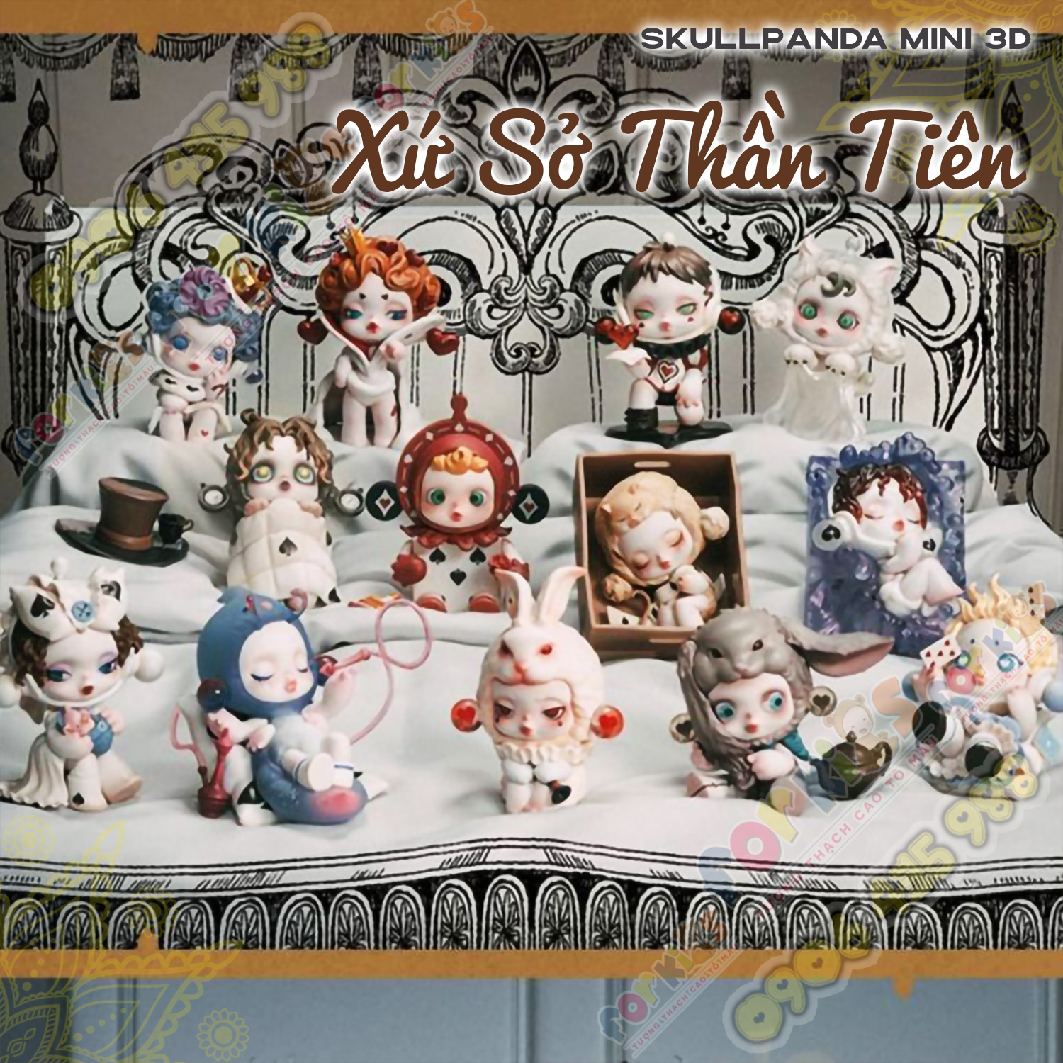 Tượng tô màu chọn mẫu, SKULLPANDA XỨ SỞ THẦN TIÊN, size S, tô tượng thạch cao (Không kèm màu), đồ chơi cho trẻ