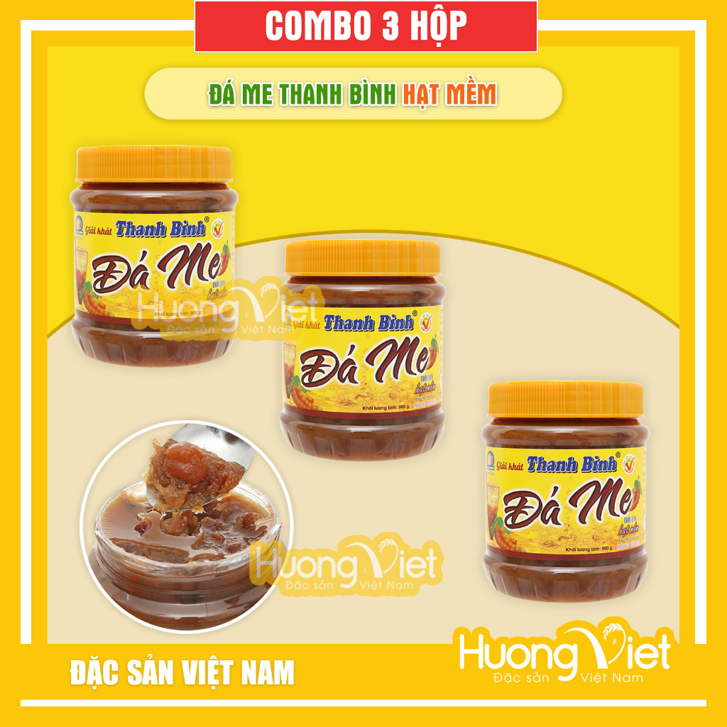 Combo 3 hộp đá me hạt dẻo 900gr, đá me Thanh Bình, đặc sản Bến Tre, thức uống giải khát miền nhiệt đới