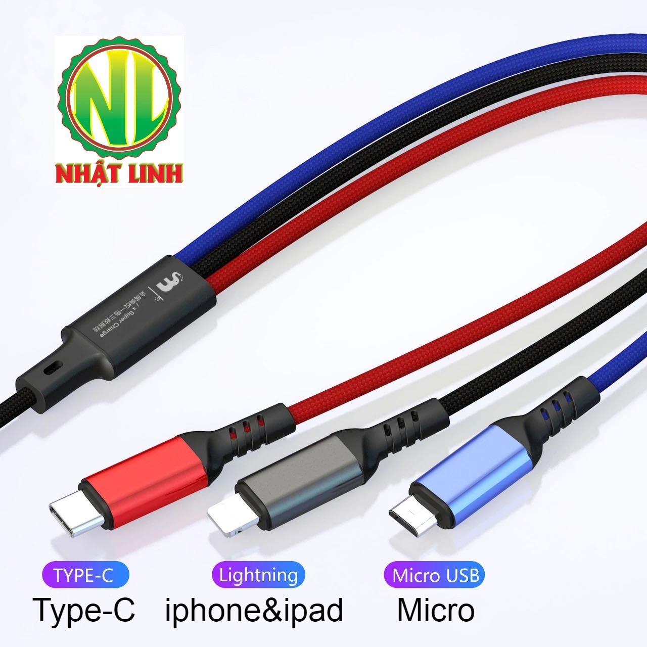 MỪNG SINH NHẬT SHOP Dây Cáp Sạc Nhanh 6A - 3 Đầu Lightning Micro Type C, cáp sạc iphone, cáp sạc samsung, sáp sạc oppo, cáp sạc đa năng, cáp sạc nhanh, cáp sạc điện thoại 3 đầu dây dù, cáp sạc 3 trong 1, cáp sạc dây dù lightning