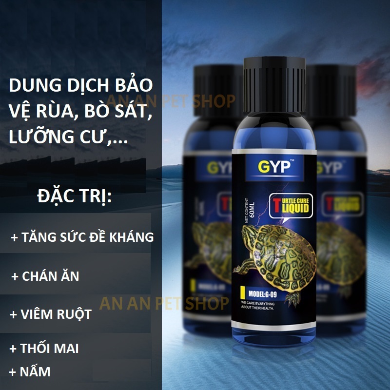 Dung dịch gyp trị nấm cho rùa cảnh, thối mai, thối yếm, đốm trắng, nhiễm trùng ở rùa cảnh, bò sát, lưỡng cư
