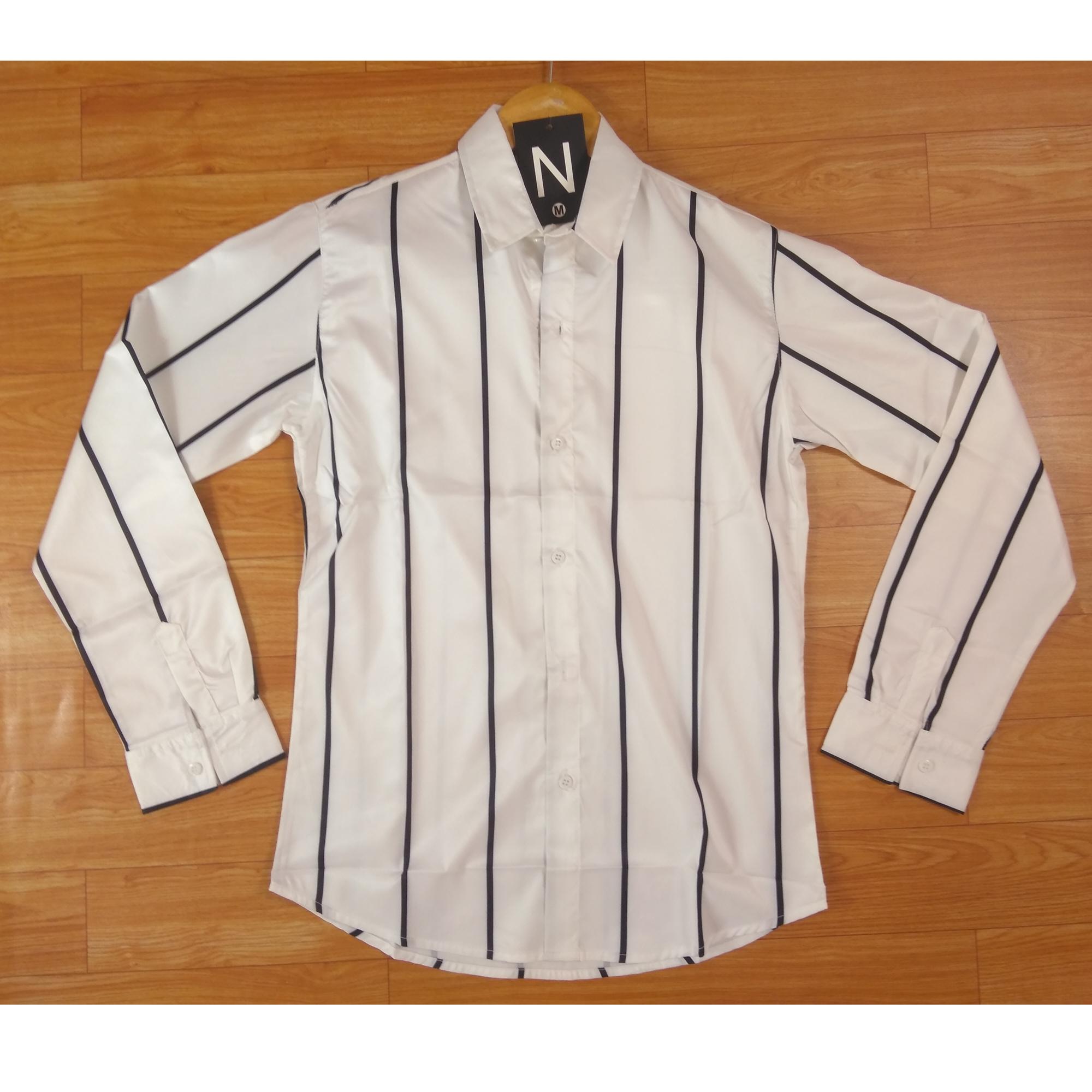 Áo sơ mi nam tay dài không túi màu trắng sọc nhỏ thưa đen ASMNAM081 Kiểu Đẹp Chất Thời Trang Hàn Quốc 2020 Chuyên Đi Chơi Và Đi Làm Giá Rẻ