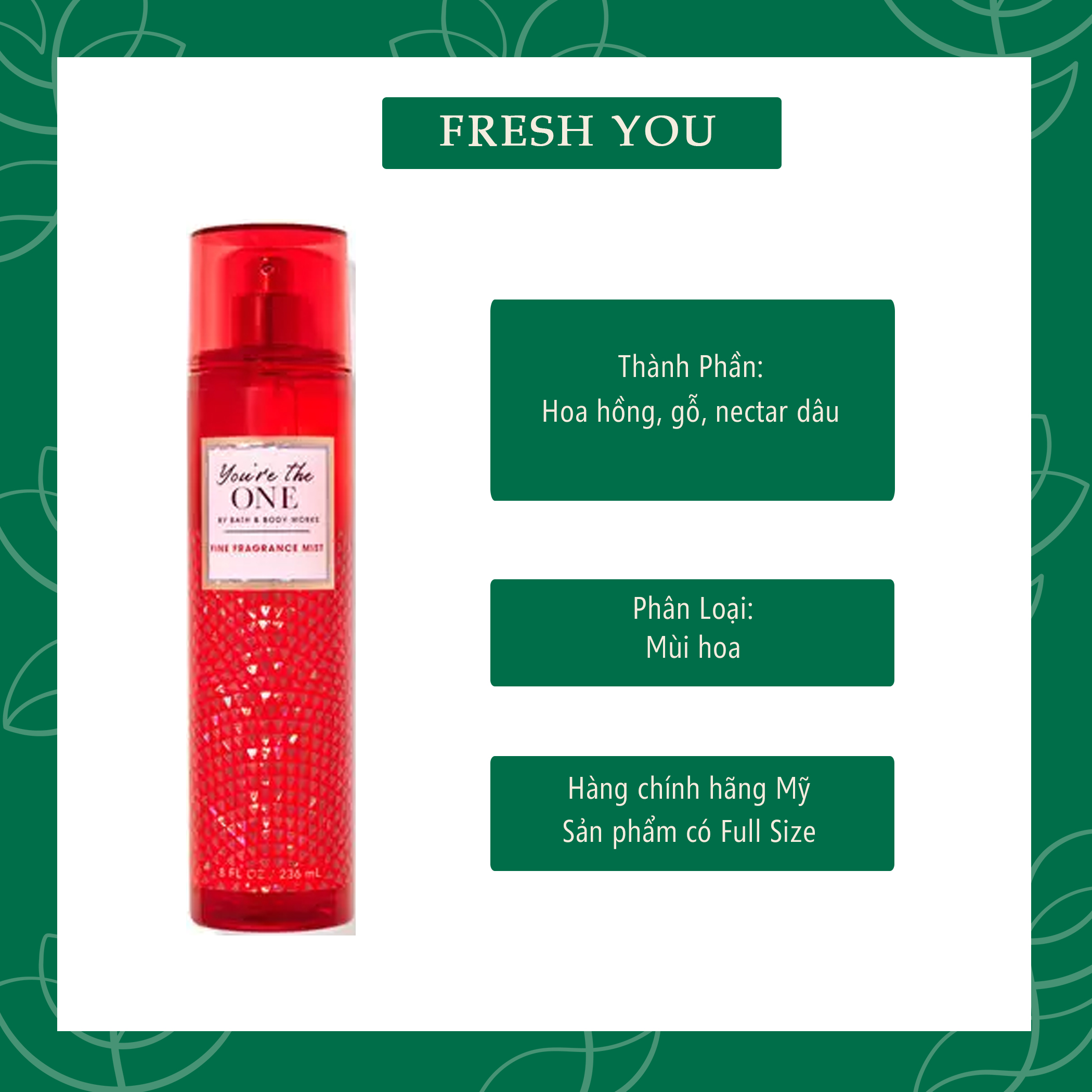 You're The One - 10ml & 30ml Xịt Thơm Toàn Thân Body Mist Bath & Body Works - Hoa