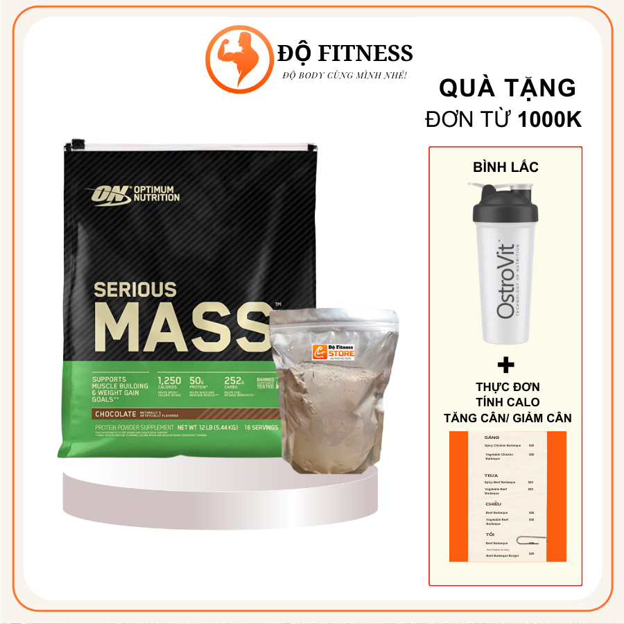 Sữa serious mass 6 lbs, 12lb - bột tăng cân - thực phẩm bổ sung protein, khoáng chất và vitamin, tăng cơ nạc nhanh.