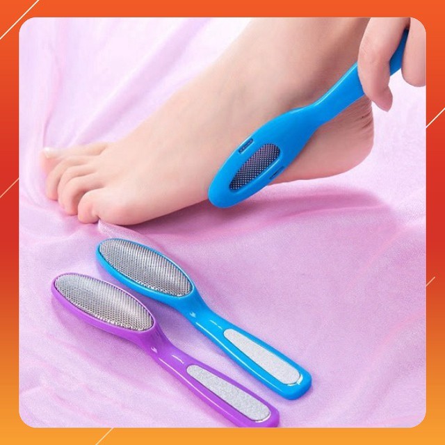 Cây chà gót chân 2in1 - Dụng cụ chà gót tẩy tế bào chết 2 trong 1 - Bàn chải kim loại - Cây tẩy tế bào - Chà nhám dũa móng chân