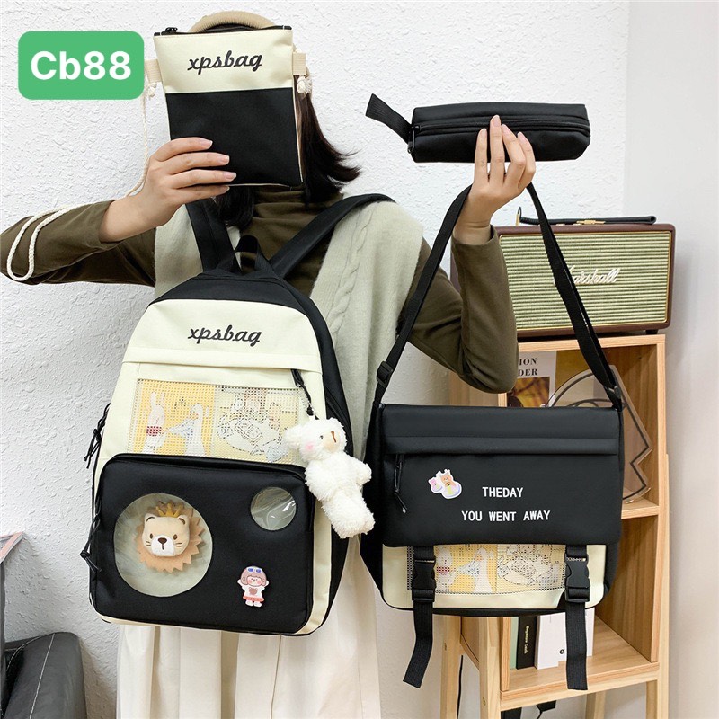 Balo combo 4 món sư tử trong cute cb88