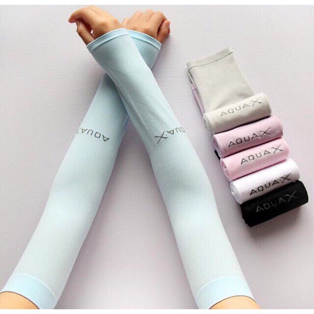 Găng tay chống nắng xỏ ngón Aqua-X Hàn Quốc - Bao tay đi phượt Letslim Siêu Mát chống tia UV - Ống tay đi xe máy, xe đạp phong cách