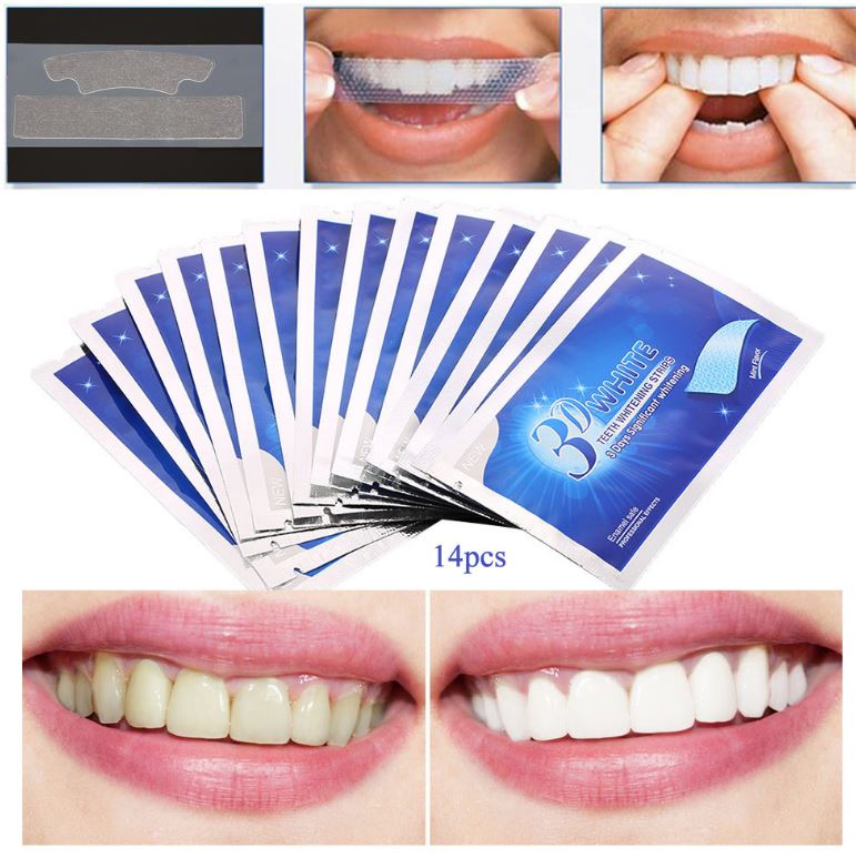 Hộp 14 gói - 28 miếng dán trắng răng whitening strip advanced-liệu trình dưỡng trắng răng hiệu quả an toàn