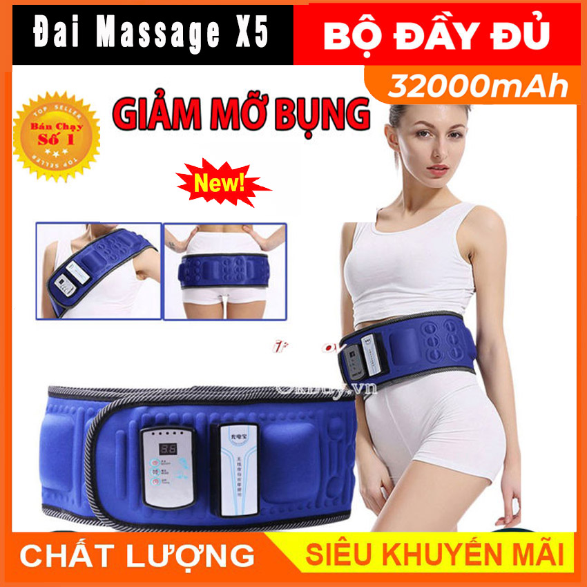 Đai massage bụng x5 dùng pin- máy mát xa bụng máy tập cơ bụng cao cấp đánh tan mỡ bụng - máy massage tan mỡ bụng máy đánh tan mỡ bụng bảo hành 1 đổi 1 toàn quốc