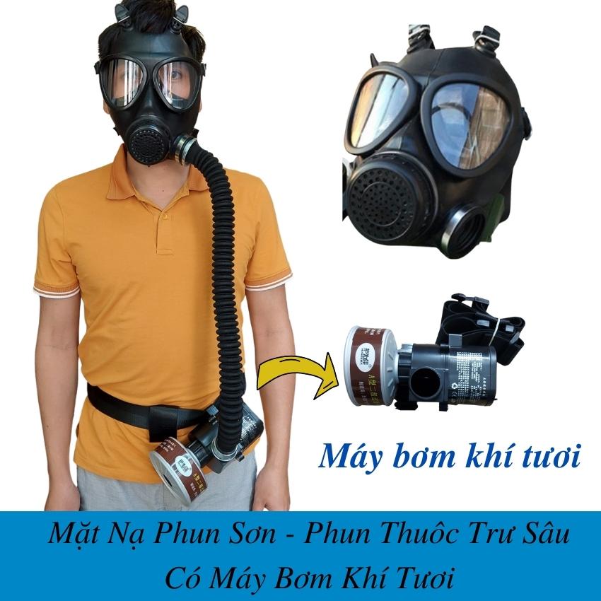 Trọn bộ mặt nạ chống độc có máy bơm khí giúp dễ thở không bị mờ hơi kính