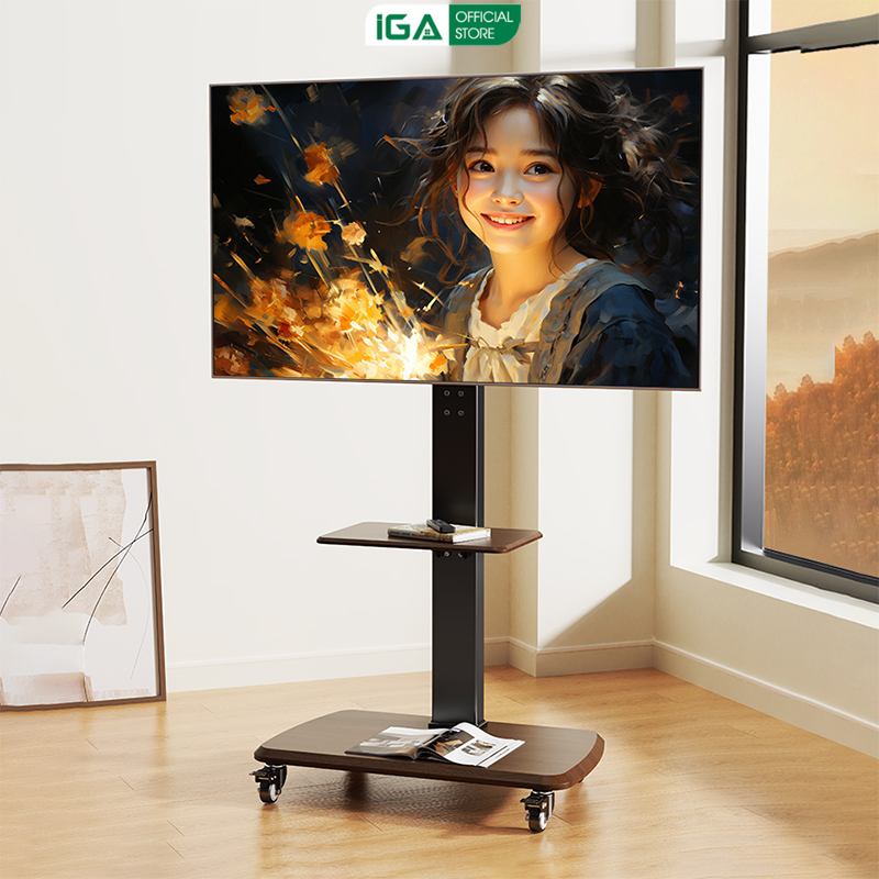 Giá treo tivi di động khung thép không gỉ phù hợp nhiều loại tivi có kệ để đồ tiện lợi - GM173