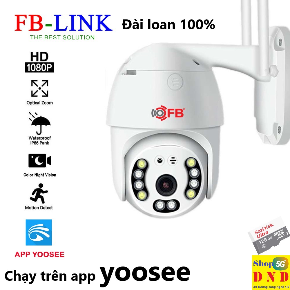 Camera IP Wifi Ngoài trời FB-Link GT-5200 Full HD (App Yoosee – Có Led Nhìn Màu Ban Đêm) + Adapter