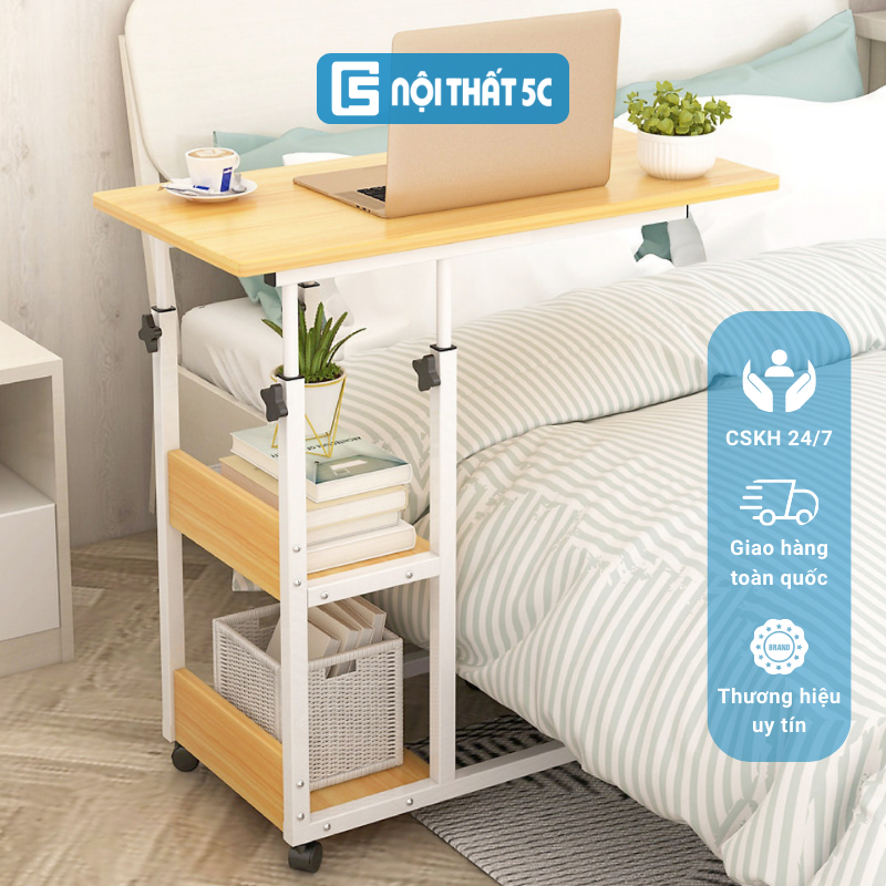 Bàn làm việc thông minh đa năng, bàn học sinh di động thông minh nâng hạ chiều cao kích thước 80-100cm