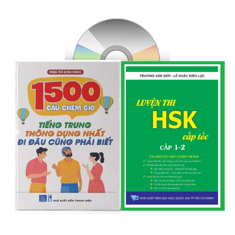 [HCM]Sách - Combo 2 sách Luyện Thi Hsk Cấp Tốc tập 1 (tương đương trình độ Cấp 1+2)có mp3 nghe+1500 Câu chém gió tiếng Trung thông dụng nhất+DVD quà tặng kho tài liệu 20G và kho đề thi thật qua các năm