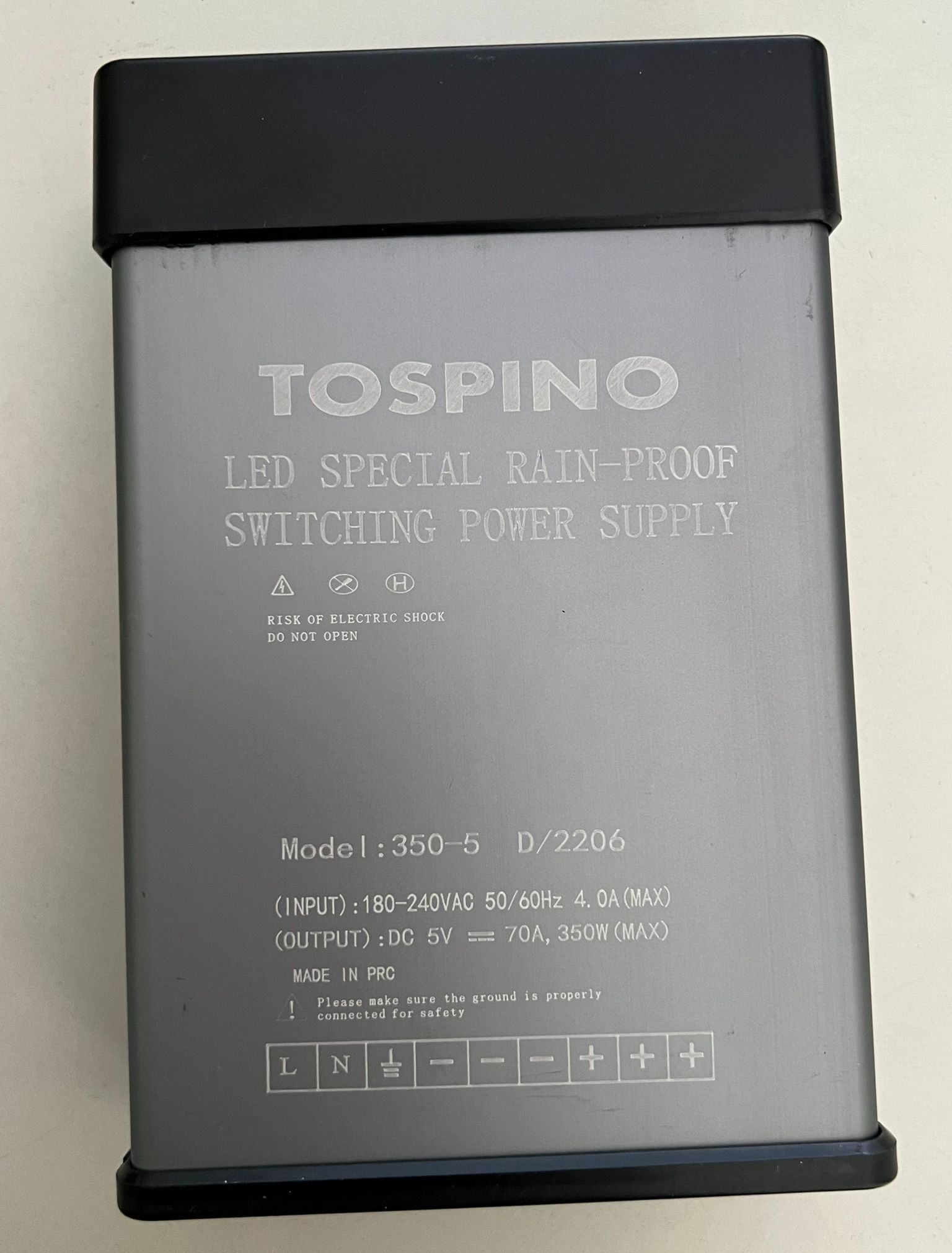 Nguồn led 5V 70A 350W ngoài trời vỏ nhôm chống nhiễu LED,chống nước.