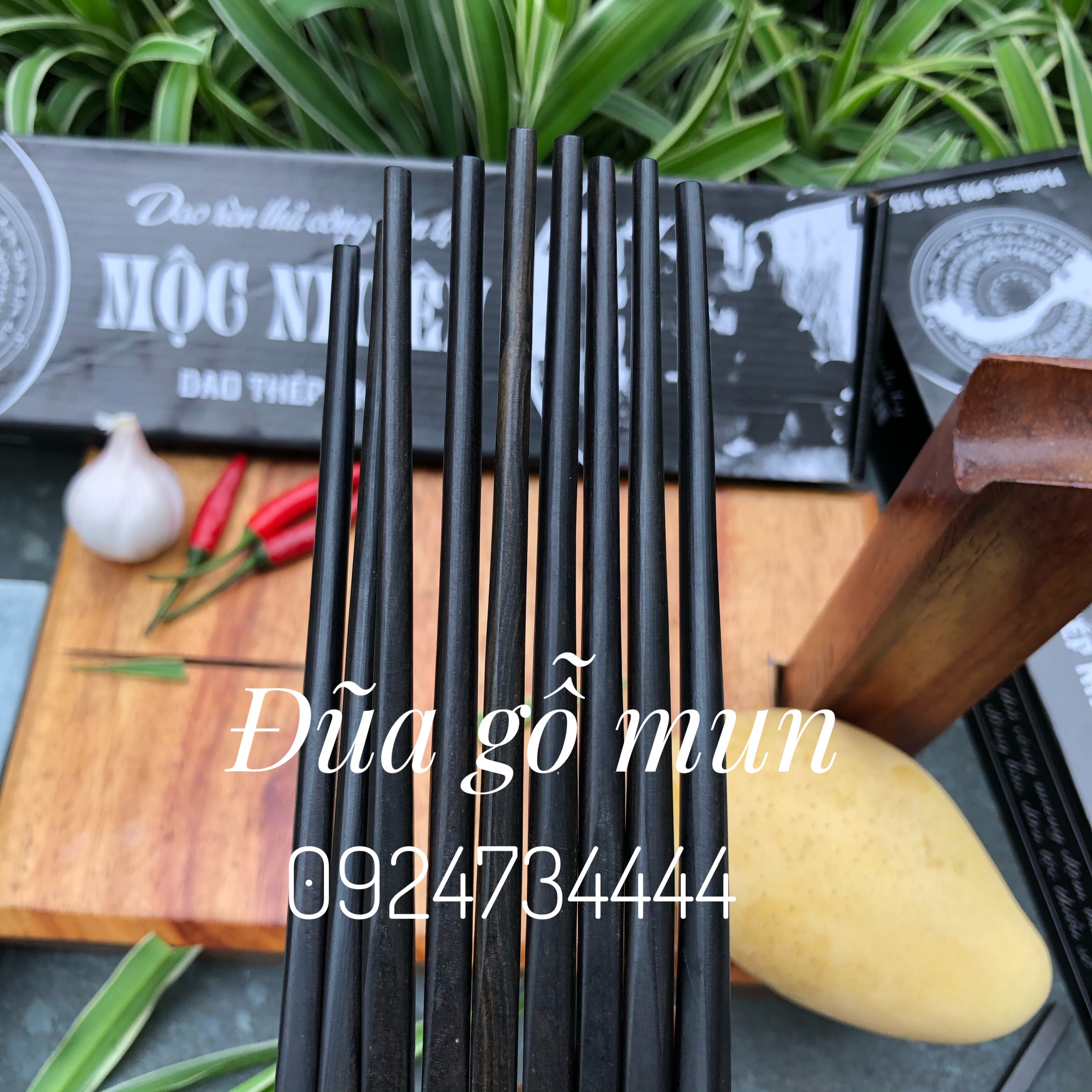 Đũa gỗ mun mộc nhiên cam kết mộc 100%. gói 10 đôi