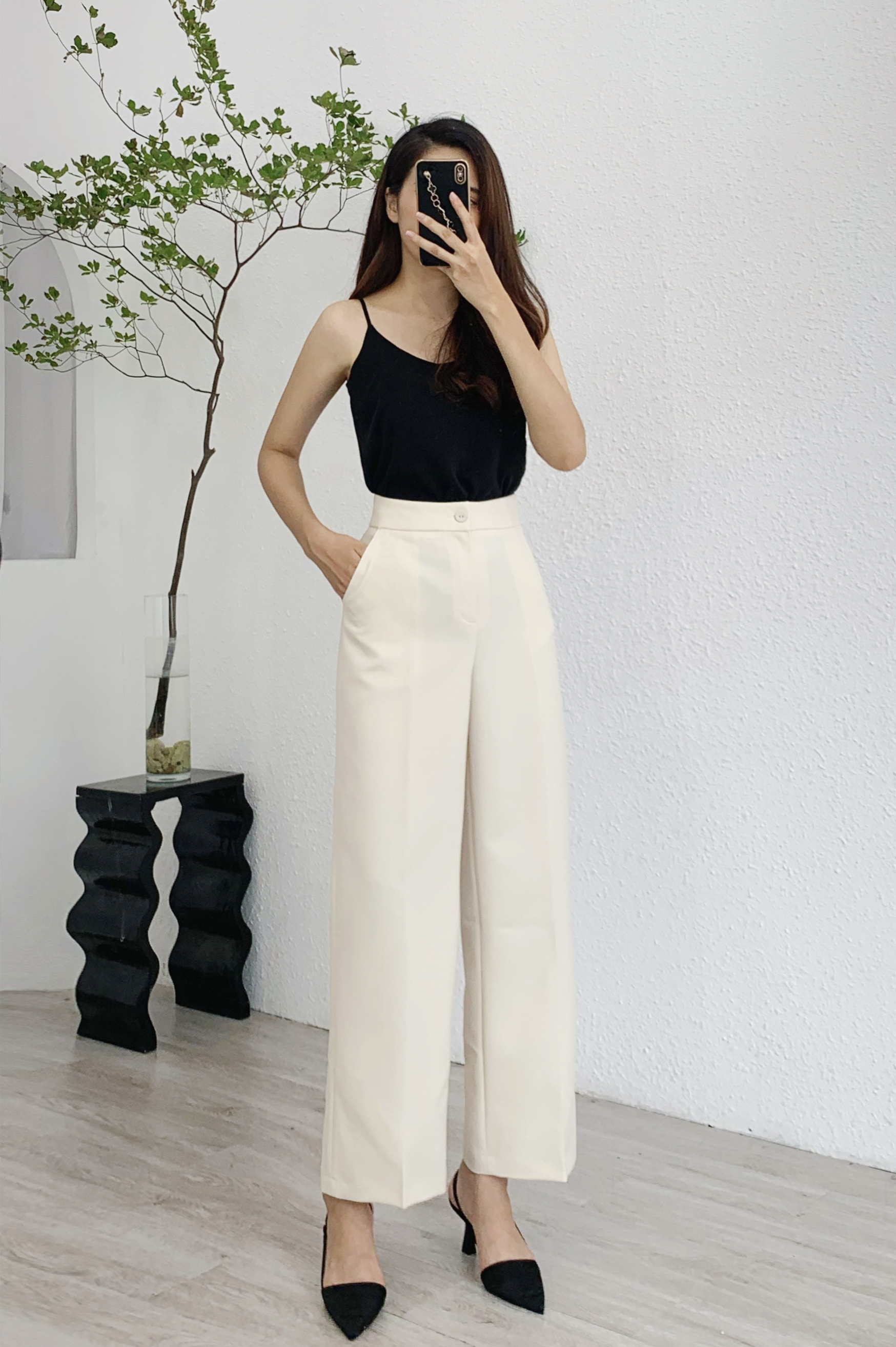 Maiimer - Quần ống suông màu be Lucy