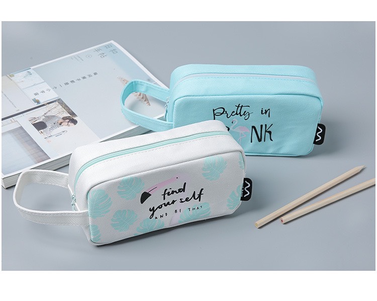 [XẢ KHO] Bóp viết Hồng Hạc Hộp Bút Vải Đẹp Ngăn To Chữ Hàn Quốc Túi Vải Canvas Đựng Mỹ Phẩm, Bóp Viết