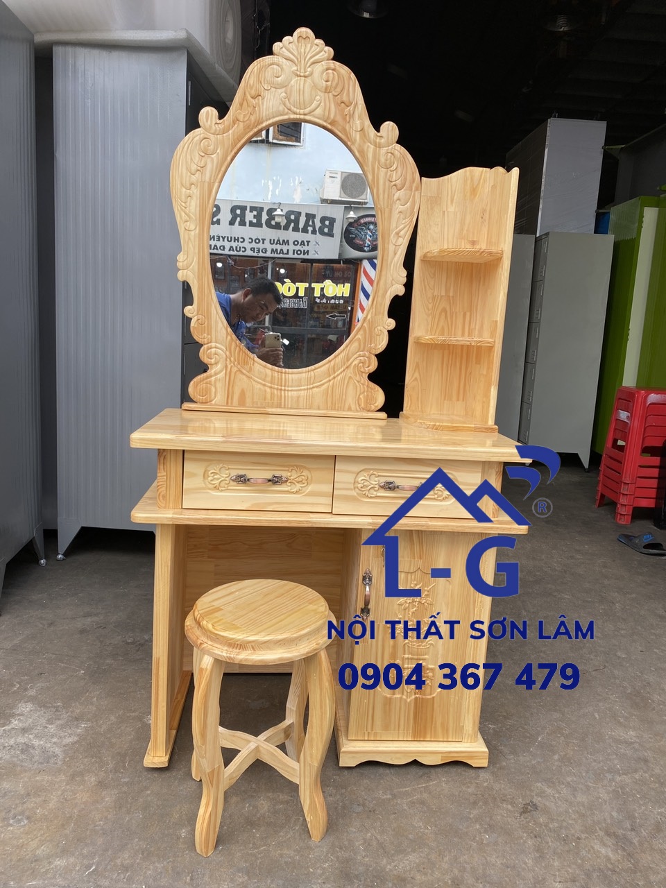 BÀN TRANG ĐIỂM GỖ THÔNG TỰ NHIÊN - GIAO HỎA TỐC FREESHIP