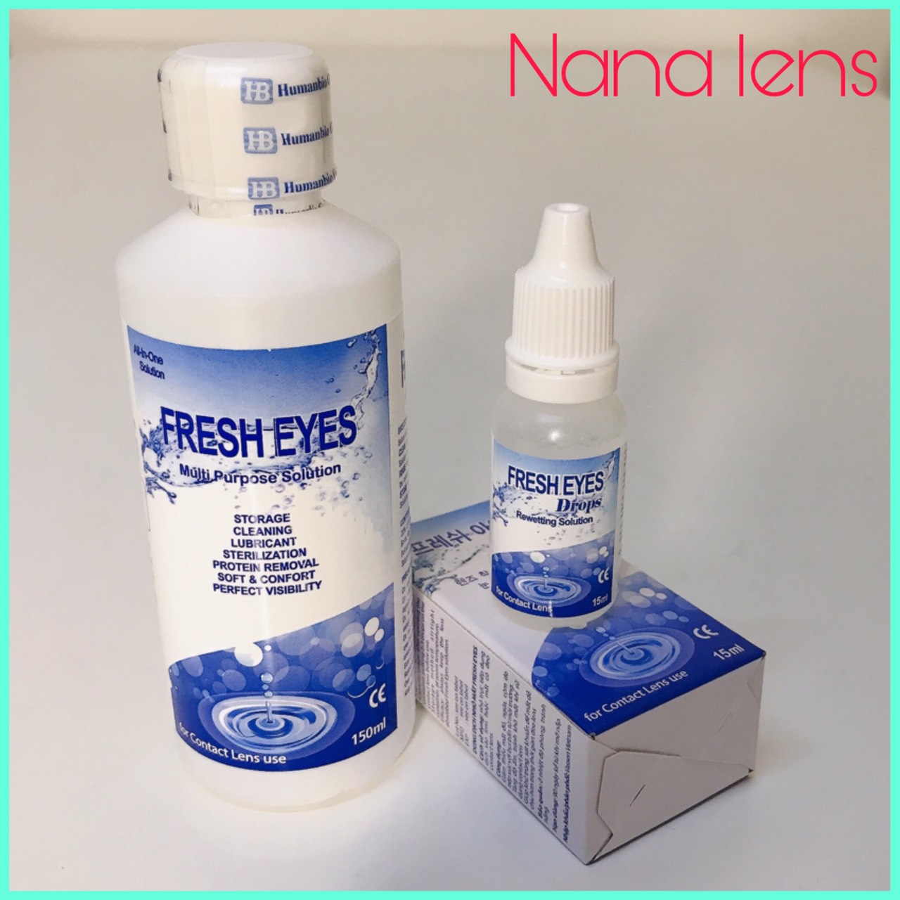 01 chai ngâm + 01 chai nhỏ mắt Fresh eyes chuyên dụng cho lens