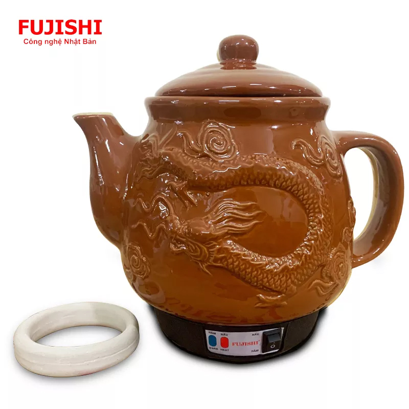 Siêu sắc thuốc gốm sứ bát tràng fujishi 3.2 lít hk-088 - - ấm thuốc điện nấu tự động ngắt - nâu đất