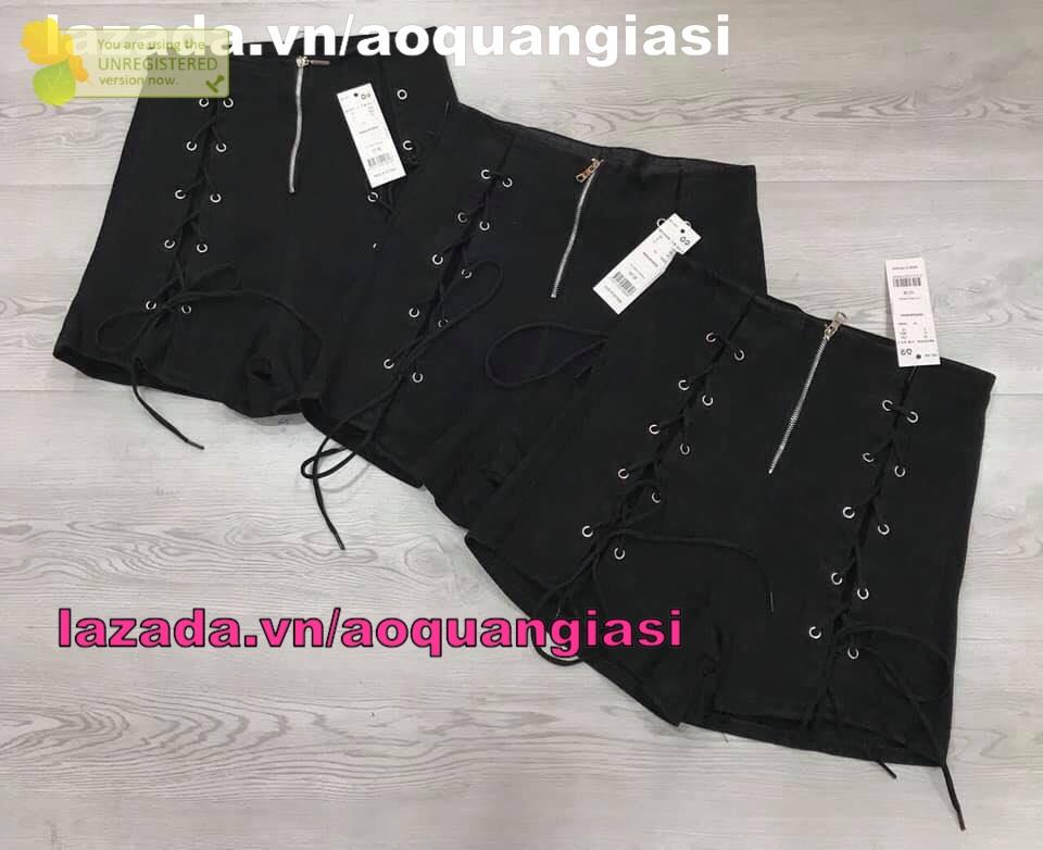Quần short đan dây mới mẫu 55 mt648 màu đen size sml AQGS siêu hot siêu cá tính mặc lên như hot girl