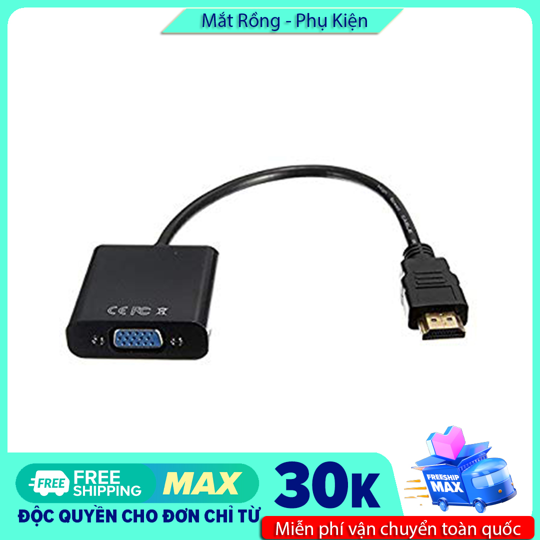 Cable chuyển từ HDMI sang VGA - Dây chuyển đổi hdmi sang vga HDMI To VGA Adapter Độ phân giải 1080P Chiều dài dây 20cm Tương thích tốt