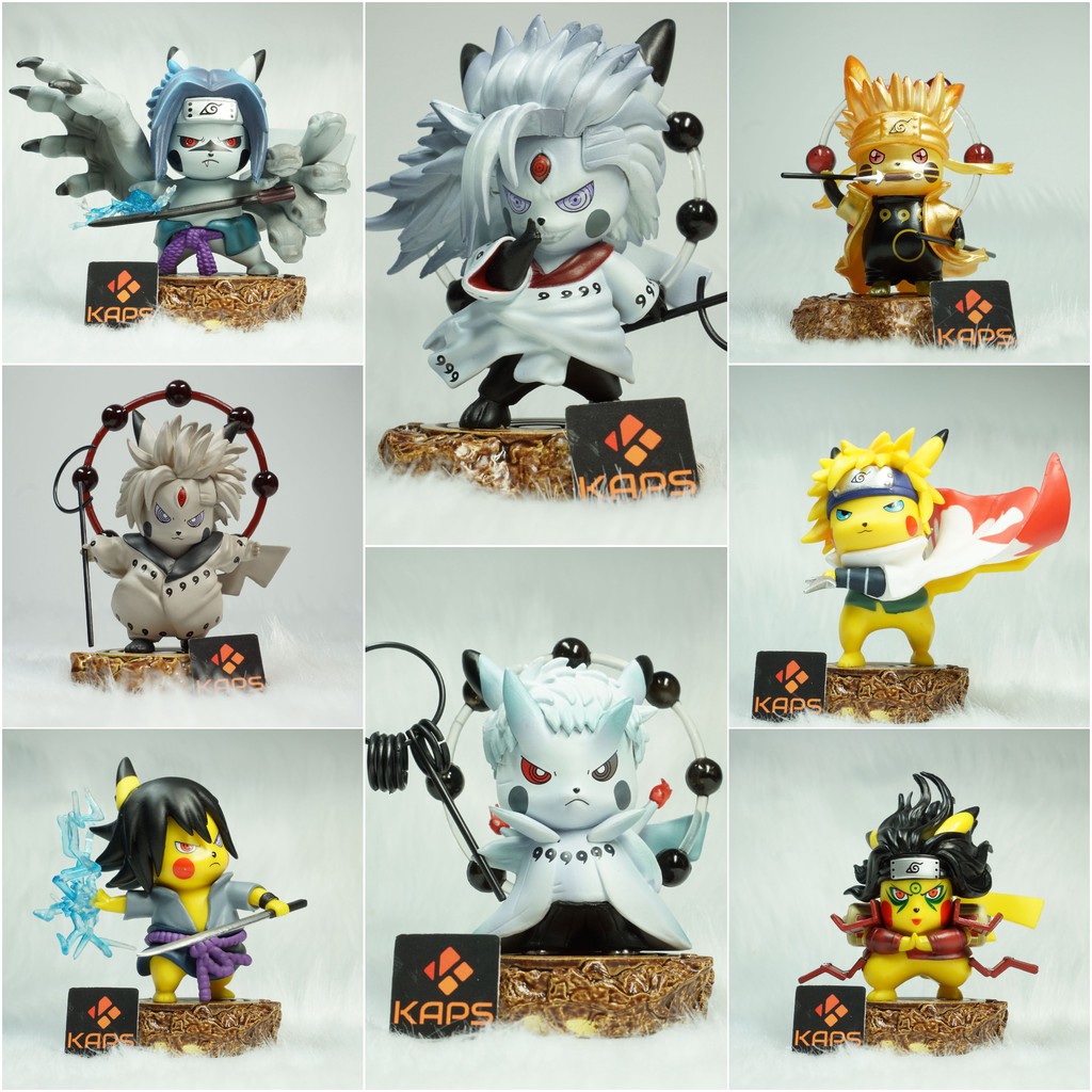 Mô hình Naruto Pikachu Trang trí góc làm việc, góc gaming - Sasuke, Madara, Obito, Minato - Fullbox