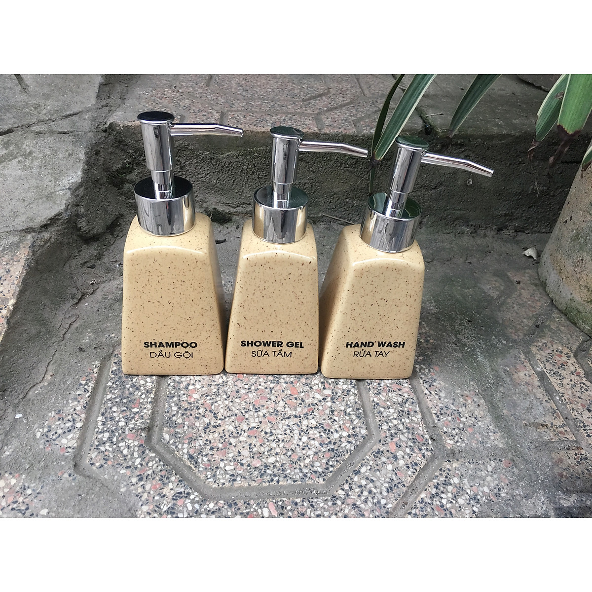 Combo 3 bình xịt sữa tắm dầu gội rửa tay gốm Gia Hưng Bát Tràng