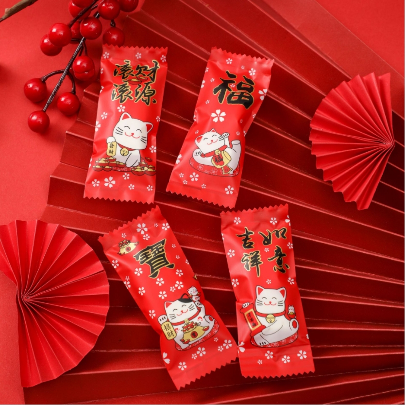 Túi đựng kẹo nougat mèo đỏ xấp 200 cái