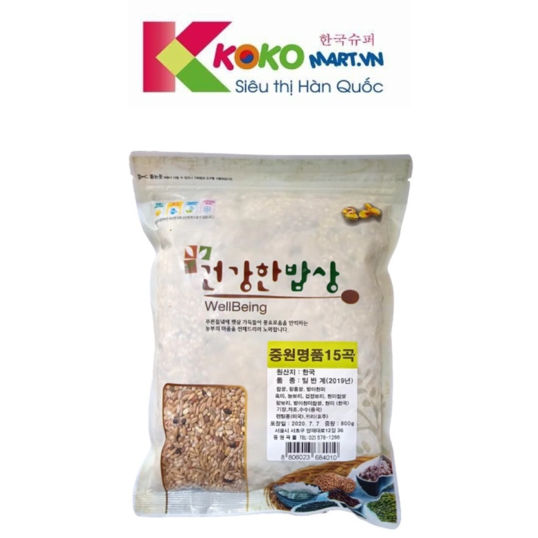 Gạo ngũ cốc 15 loại hạt Wellbeing Hàn Quốc 800g