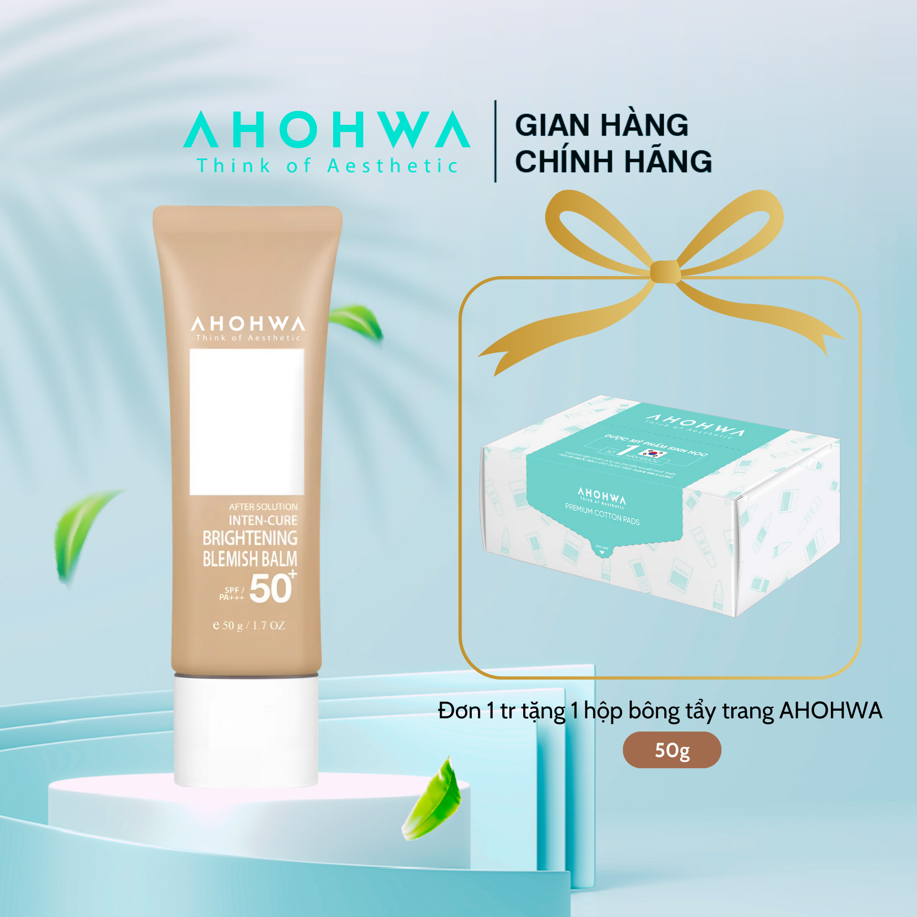 [Sản phẩm dùng thử] Kem Che Khuyết Điểm SPF50/PA+++ AHOHAW Inten-Cure Brightening Blemish Balm Chiết 10g - Tone Tự Nhiên