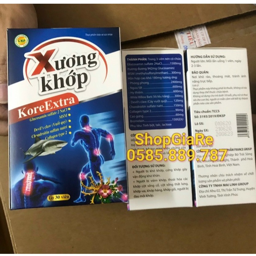 Xương Khớp koreextra xương chắc khỏe, chống còi xương, tăng khả năng bôi trơn dịch khớp, giúp khớp vận động linh hoạt
