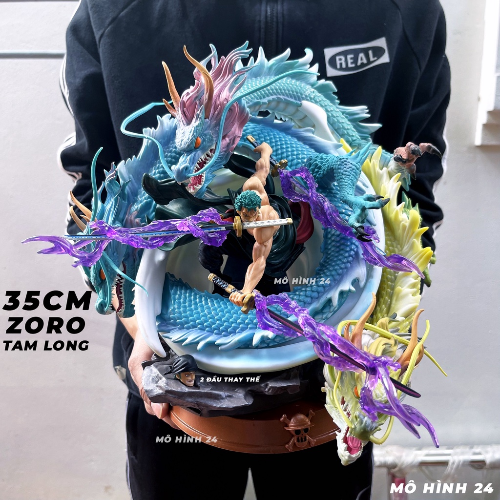 35cm Mô hình nhân vật Roronoa Zoro tam long Triple Dragon three thousand worlds dragon PVC 35cm F1 figure onepiece