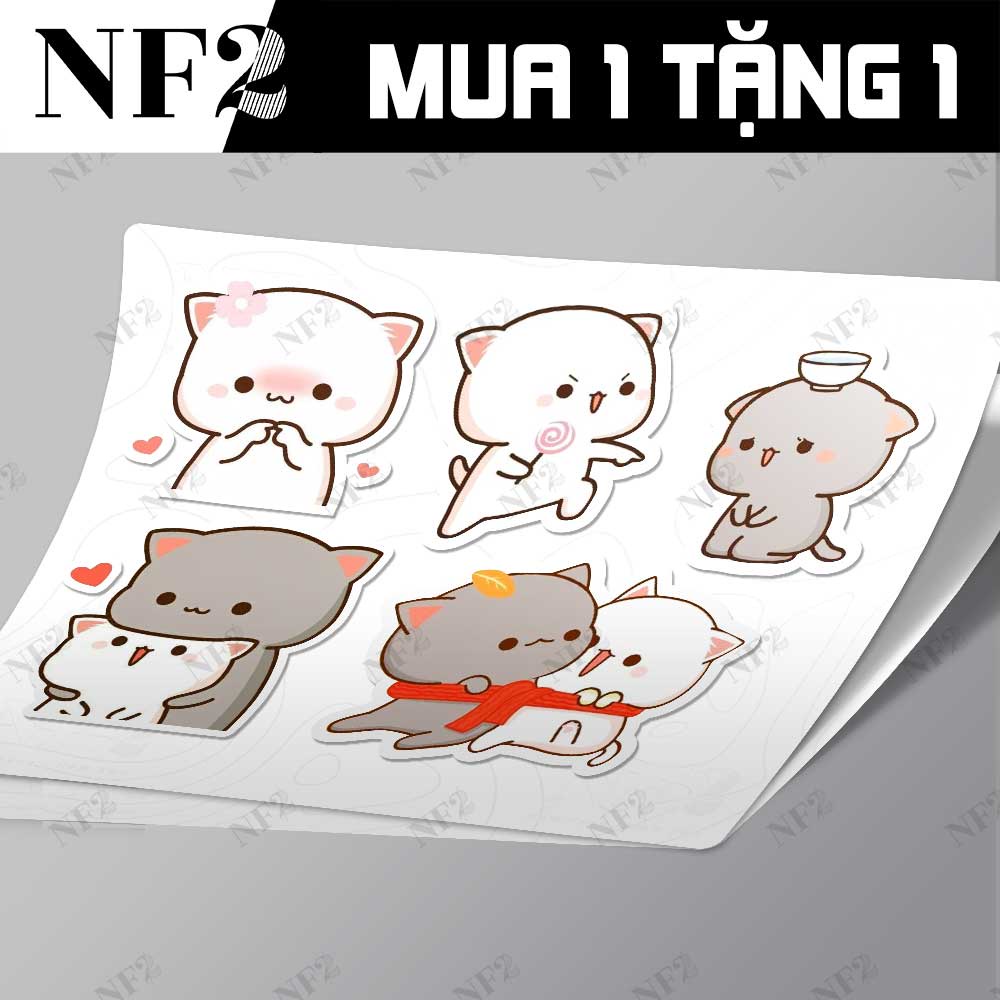 Cute cat - decal sticker miếng dán trang trí nf2