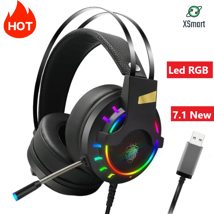 Tai Nghe Chụp Tai Chuyên Game Máy Tính K3 Super Gaming Giả Lập 7.1 USB LED RGB Chống Ồn Tạp Âm Siêu Bass Tai Phone Over Ear có micro 360 độ âm thanh vòm chụp tai lớn kín âm chống ồn đệm tai nghe êm ái thoải má