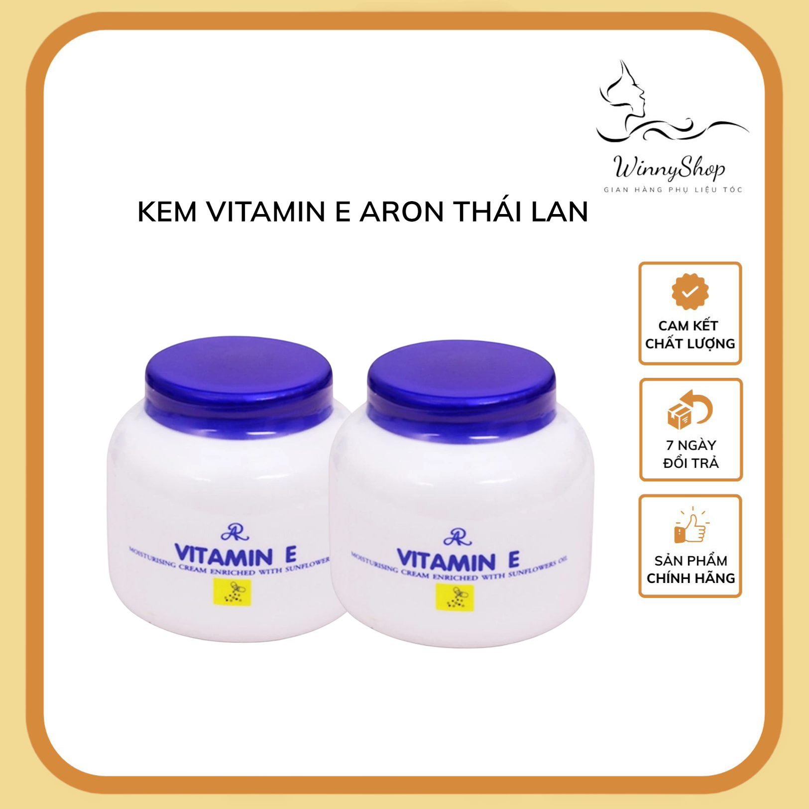 Kem Vitamin E Aron dưỡng ẩm, trắng da Thái Lan 200g