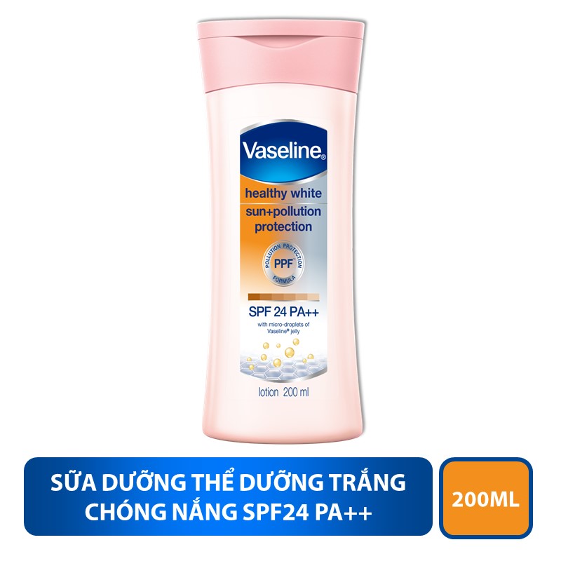 Sữa Dưỡng Thể Trắng Da Chống Nắng Và Ô Nhiễm Môi Trường Vaseline SPF 24 PA ++ (200ml)