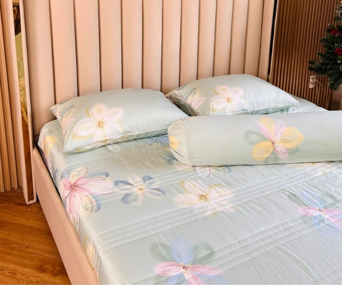 Bộ ga tencel 100% tự nhiên - bộ 4 món ga chần