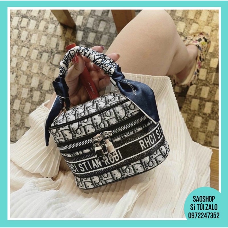 Túi xách nữ cốp mini thổ cẩm dáng hộp tặng kèm khăn