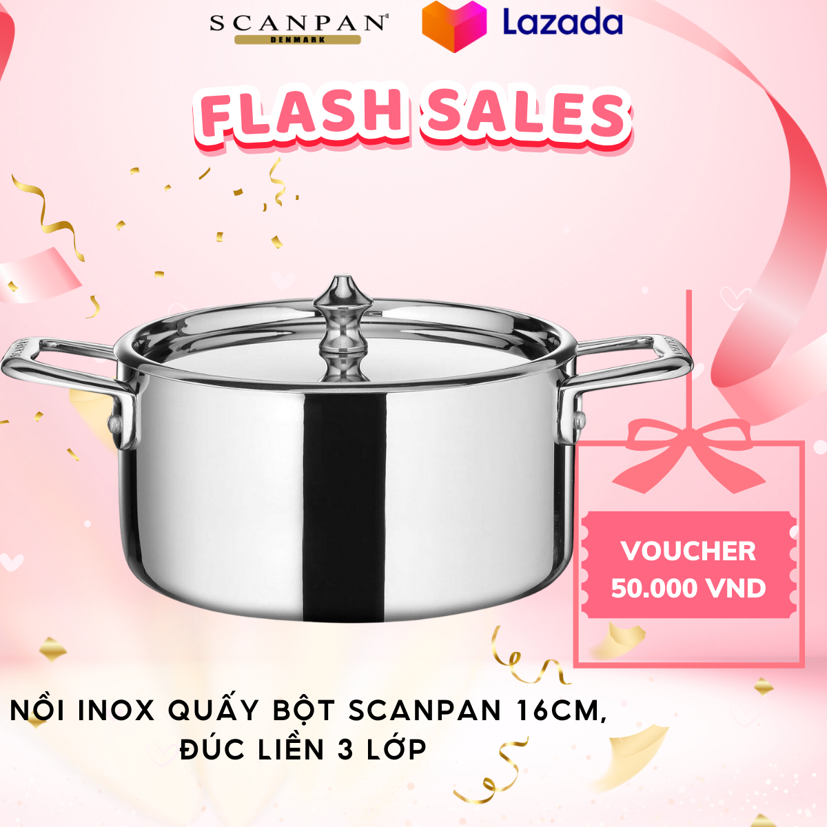 Nồi quấy bột inox scanpan maitred dùng bếp từ 16cm, 1.5l, 3 lớp đáy liền, inox 18/10 siêu bền, an toàn sức khỏe, dùng được máy rửa bát - 11251600