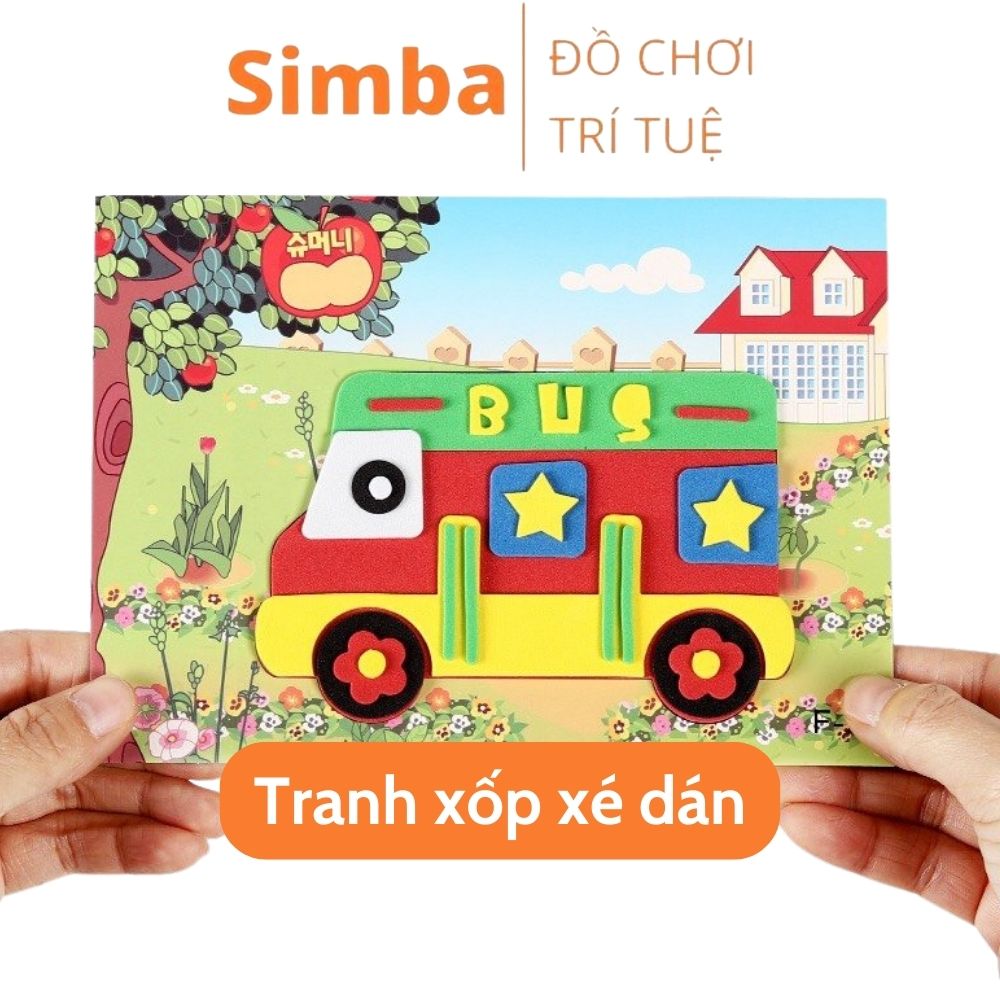 Tranh xé dán giấy bằng xốp đồ chơi Simba cho bé rèn luyện kiên trì khéo léo
