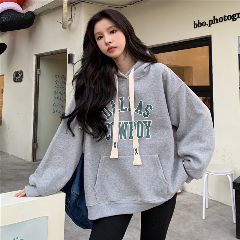 ┇ Áo hoodie tay dài oversize phong cách Hàn Quốc
