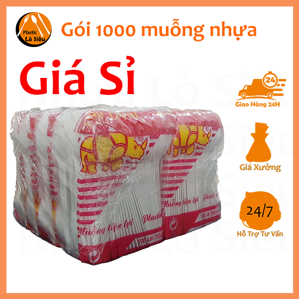 1000 muỗng nhựa sử dụng một lần, thìa muỗng nhựa cơm hộp, thìa muỗng trà sữa, thìa muỗng giá rẻ
