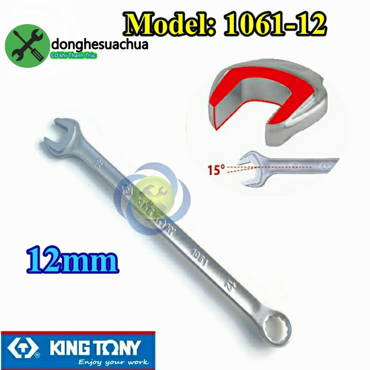 Cờ lê vòng miệng 12mm kingtony 1061-12 dài 196mm