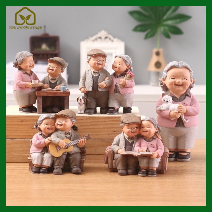 Tượng trang trí hình ông bà hạnh phúc nhiều mẫu dễ thương - đồ decor trang trí - quà tặng ý nghĩa