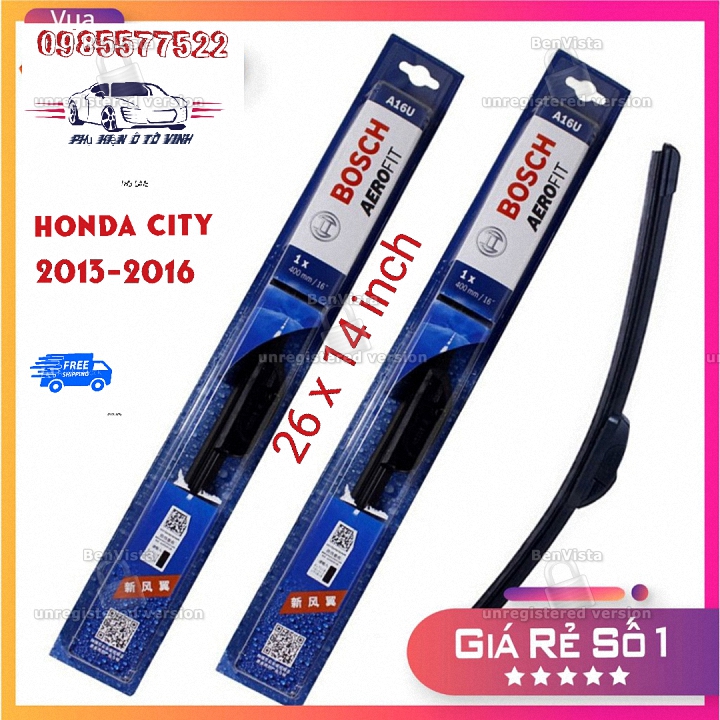 Bộ 2 cây gạt mưa Silicon Honda City 2013-2016 Boch Arofit 26x14inch