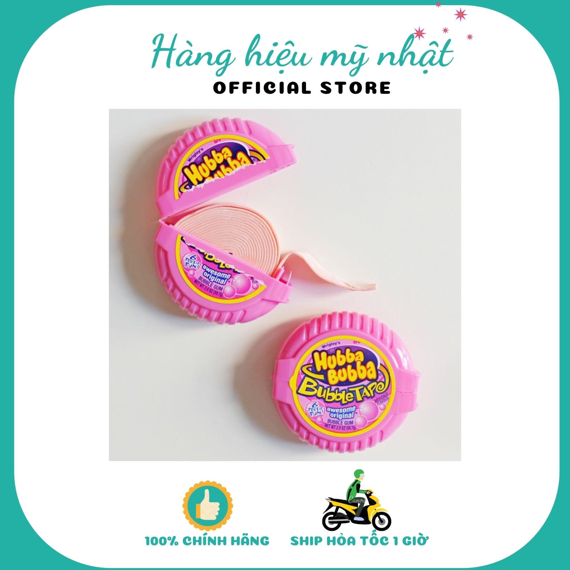 Kẹo Gum Hubba Bubba Hàng Đức ,Kẹo Cao Su Cuộn 180cm Đủ Vị
