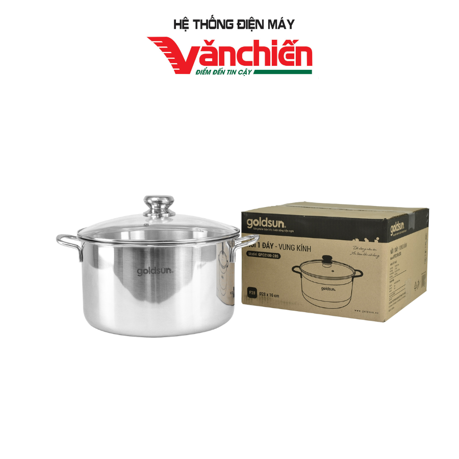 Nồi inox 1 đáy goldsun gpo2100 đường kính 28 - 30 - 32 cm