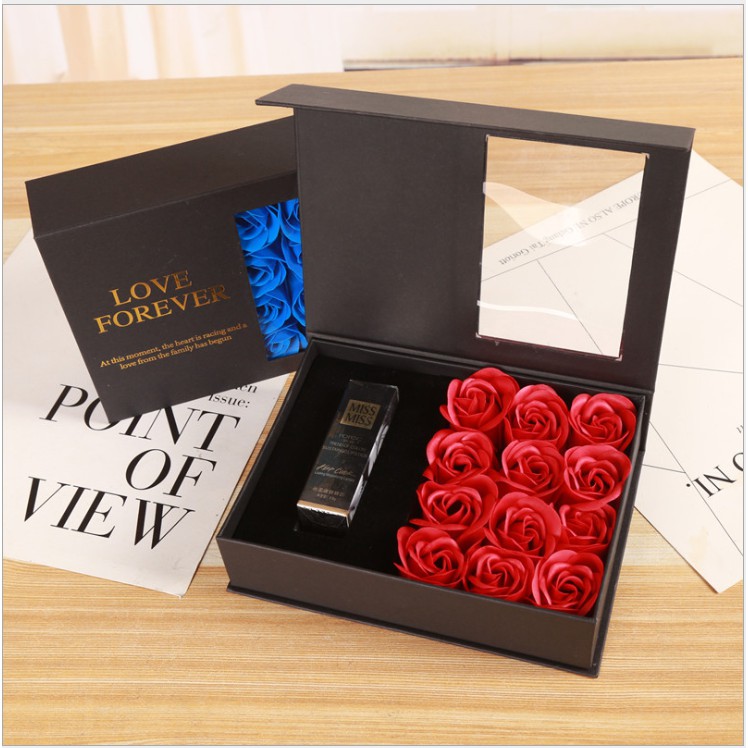 Hộp đựng son kèm hoa sáp cao cấp - Rose Lipstick Gift Box