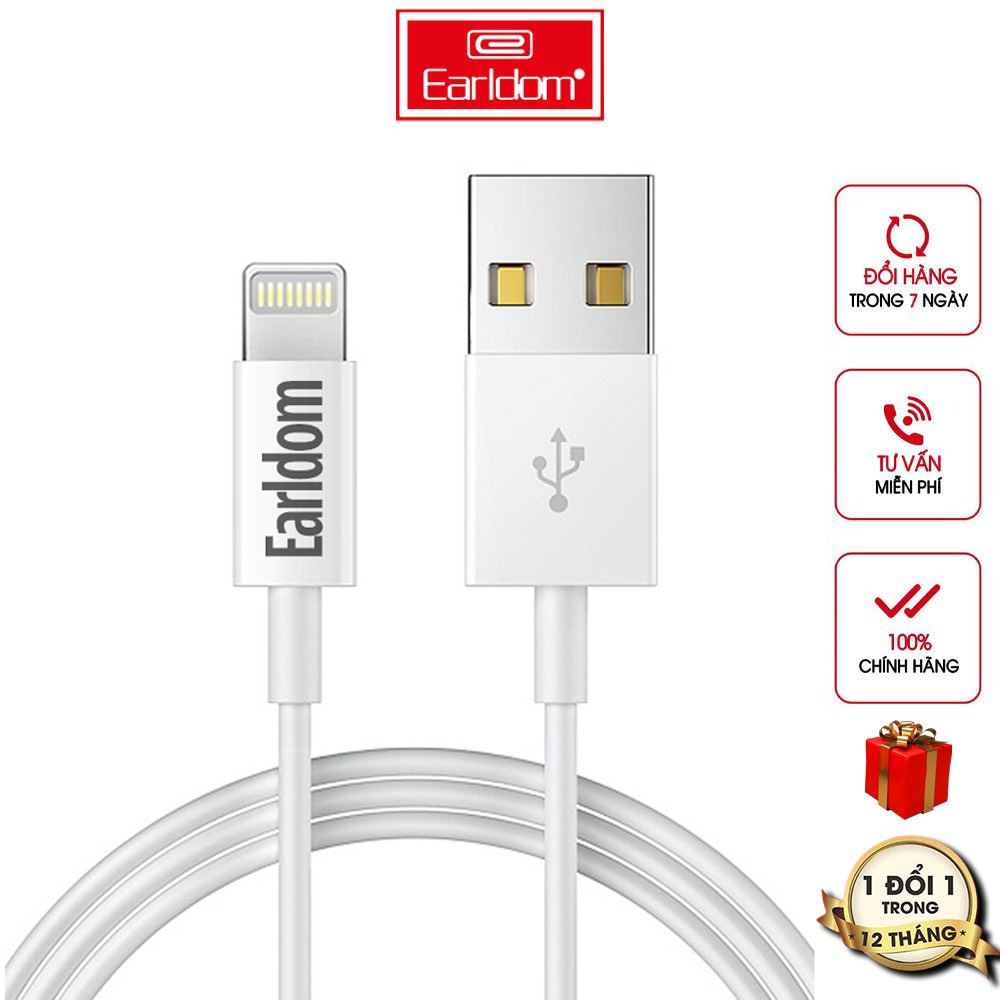 Cáp sạc iphone earldom 1m ec-025 2a hàng chính hãng earldom việt nam bảo hành 24 tháng